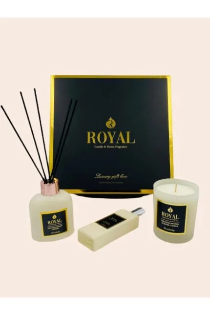 3lü Set Royal Bella Kokulu Somon Bej Rengi Cam Set Ve Şık Hediye Kutusu
