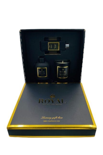 3 Lü Black Orchid Kokulu Siyah Renk Cam Set Ve Şık Hediye Kutusu