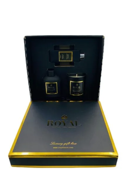 3 Lü Black Orchid Kokulu Siyah Renk Cam Set Ve Şık Hediye Kutusu