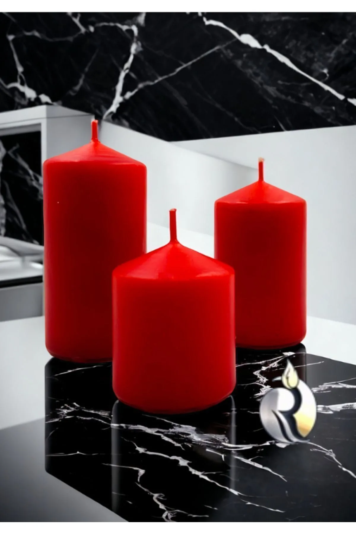 Yılbaşı Özel 3 Adet Silindir Mum seti