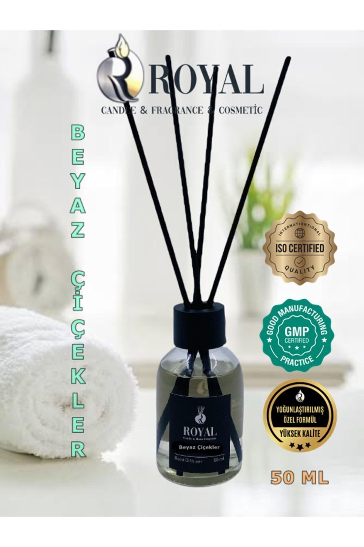 Beyaz Çiçekler Çubuklu Oda Kokusu 50 Ml