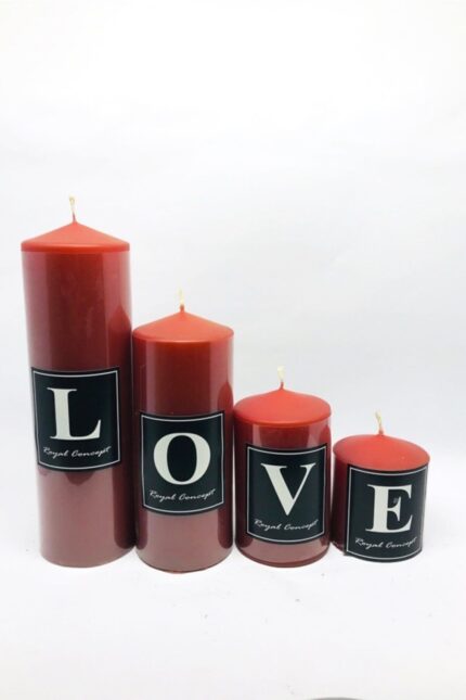 Kırmızı Silindir Mum 4 Adet Çap 6 Boy 6-9-12-15 Cm