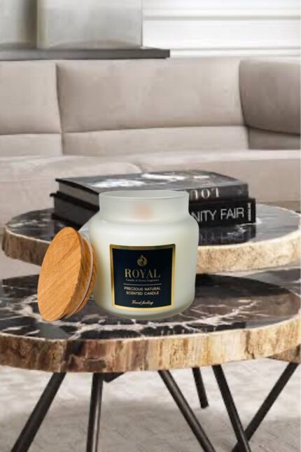 Lavanta Kokulu Lüks Kavanoz Mum 410 gr, Buzsuz ve Şık Tasarım