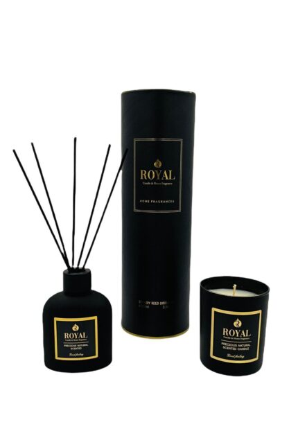 Özel Mat Siyah Set - Black Orchid Kokulu Mum Ve 100 ml Oda Kokusu