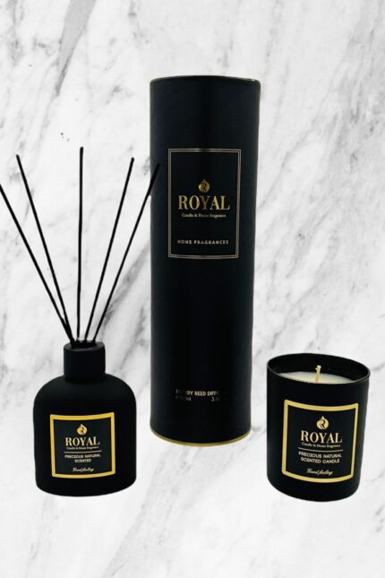 Özel Mat Siyah Set - Black Orchid Kokulu Mum Ve 100 ml Oda Kokusu
