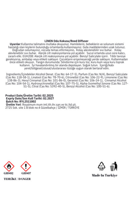 Soft Linen Çubuklu Oda Kokusu - 100 Ml