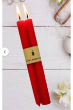 Şamdan Mum Yılbaşı Seri - Kırmızı Renk - 2 Adet