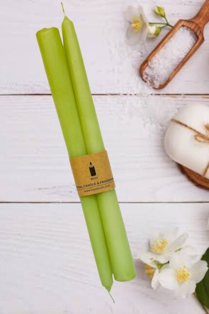 Şamdan Mum - Yeşil Renk - 2 Adet