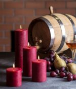 Silindir Mum Kırmızı Vintage Çap 10 cm boy 10-15-20-25-30 cm