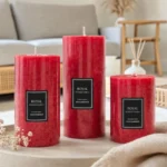 Silindir Mum Kırmızı Vintage Çap 10 cm boy 10-15-20-25-30 cm